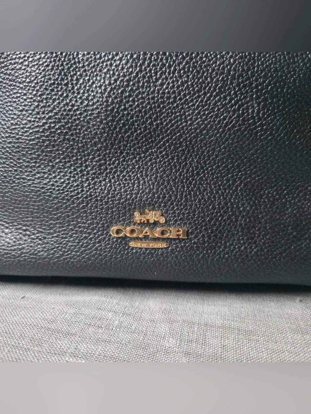 Coach Black Pebble Leather Satchel Crossbody Bag Purse Gold Hardware EUC